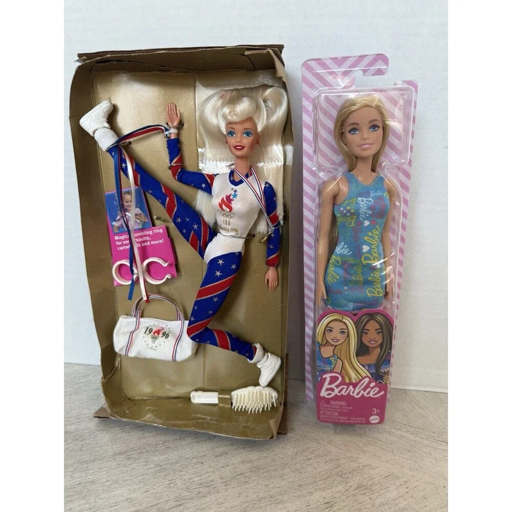 Barbie Blue Logo Dress Doll 2022 New & 1996 Olympic Gymnast‎ Atlanta #1512 Lot